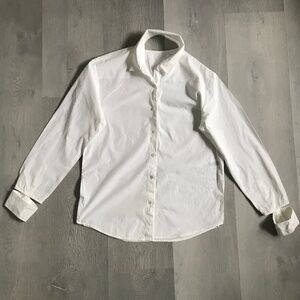 RECTO WOMENS SHIRT WHITE POPLIN CUTOUT LONG SLEEVE BUTTON SMALL
